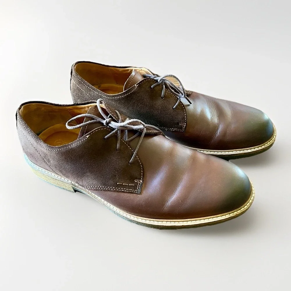 ECCO Kenton Plain Toe Oil Nubuck Leather Two-Tone Oxford Shoe Mens Sz 45/11-11.5